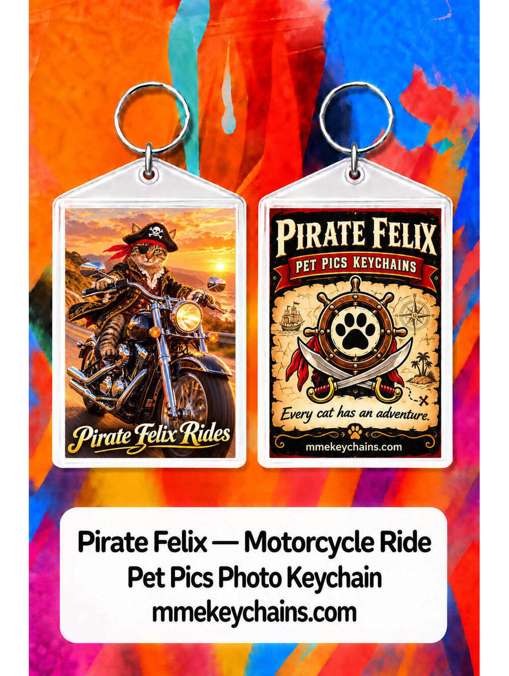 4903 Personalized Pet Pics Keychains Pirate Felix – Motorcycle Ride